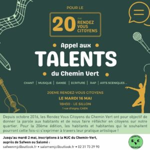 Appel à candidature 20eme rendez-vous citoyens du Chemin-vert