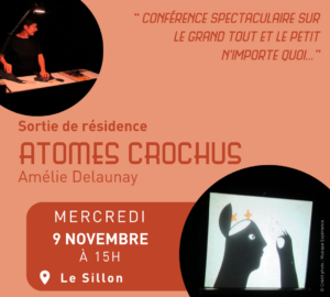 Sortie de résidence Atomes crochus le 9novembre à 15h au Sillon.