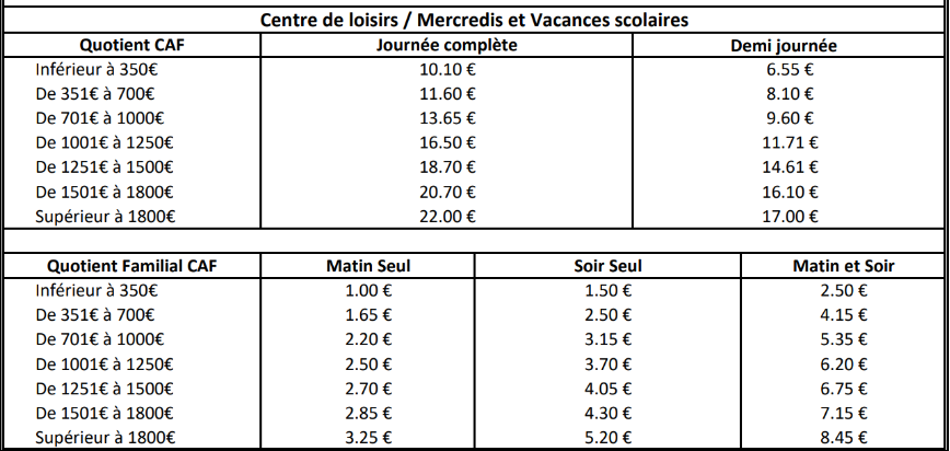 tarif 26 27